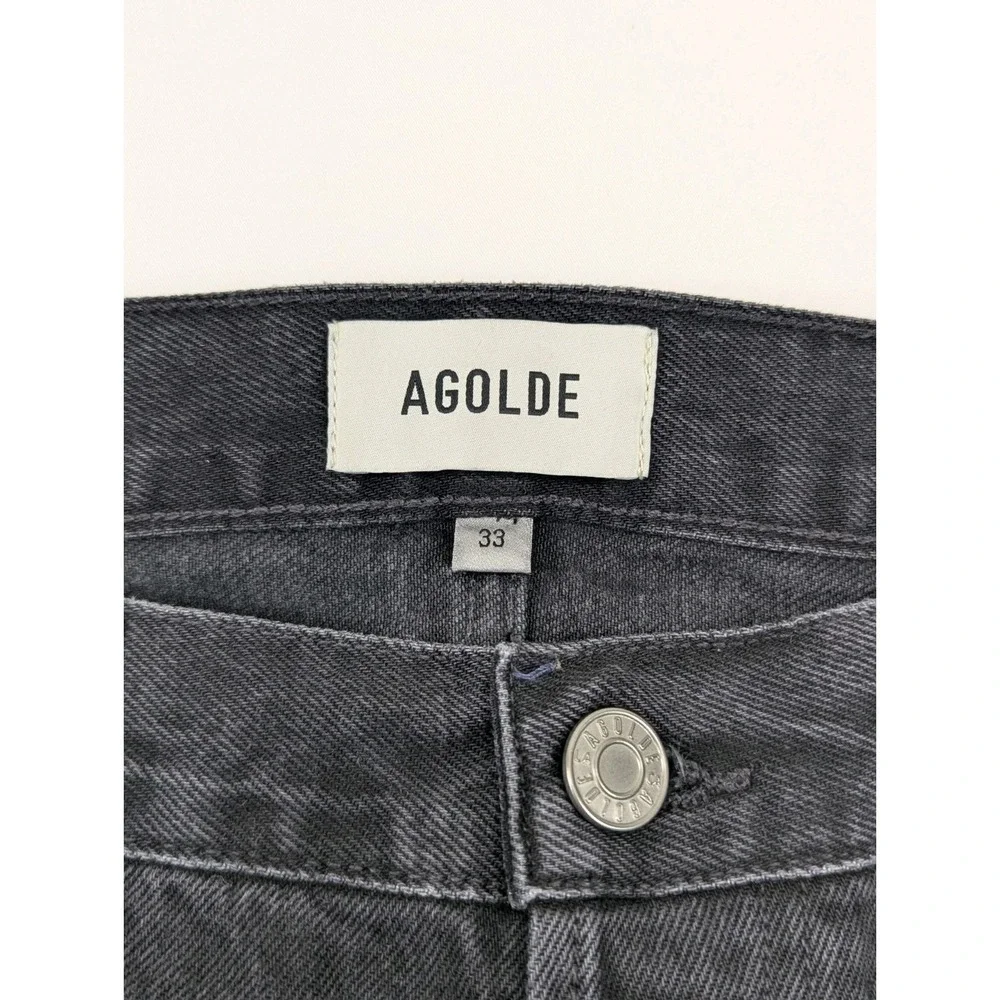 Agolde High Rise Stovepipe Jeans Womens 33 Black‎ Straight Leg 34x31 Designer